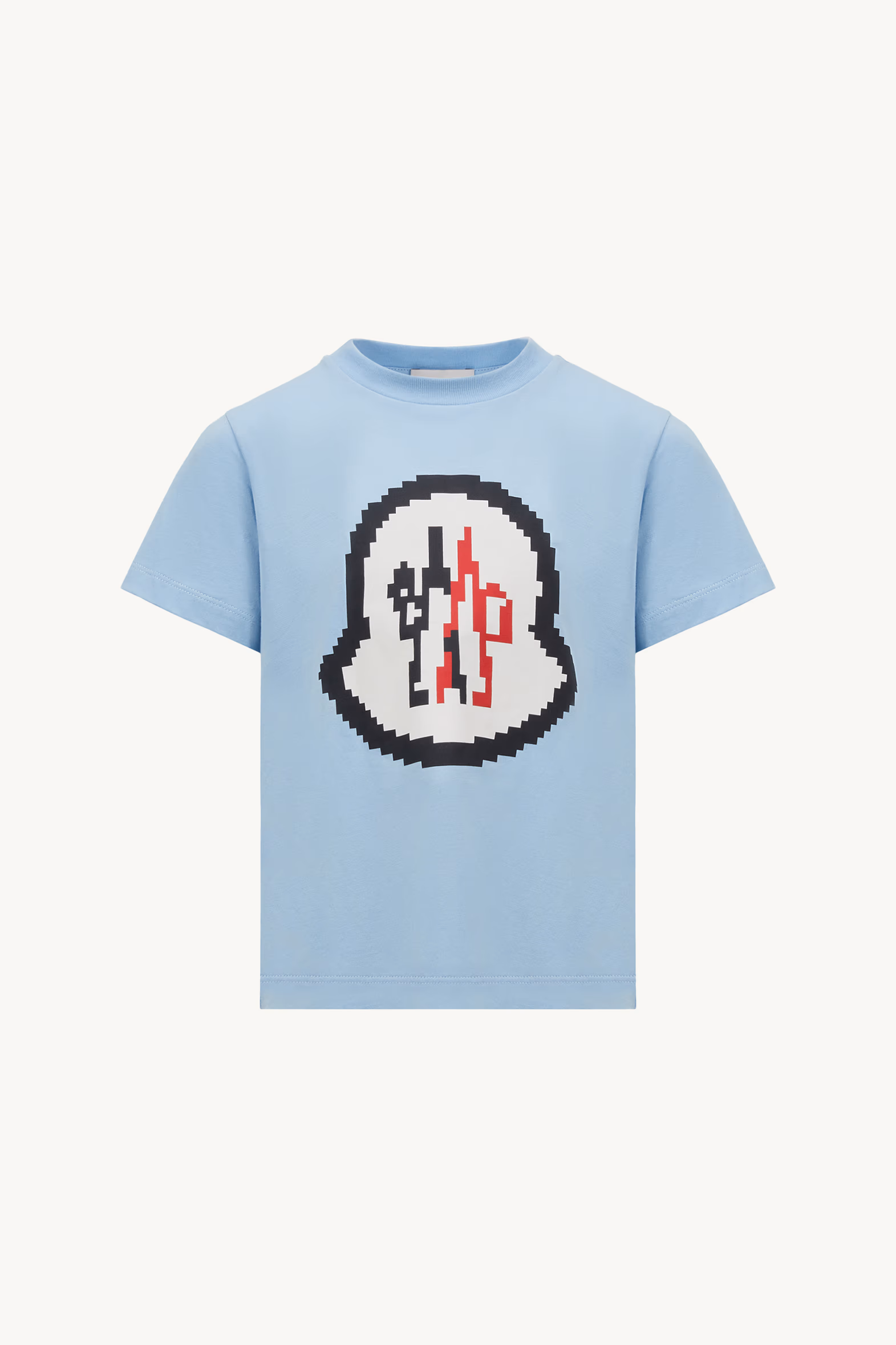 T-shirt en coton à logo Pixel Garçon Bleu clair Moncler 0